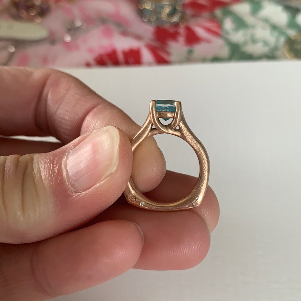 Rose gold and blue topaz AJaffe setting